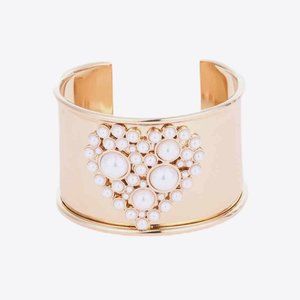 Heart Pearl Open Bracelet For Women